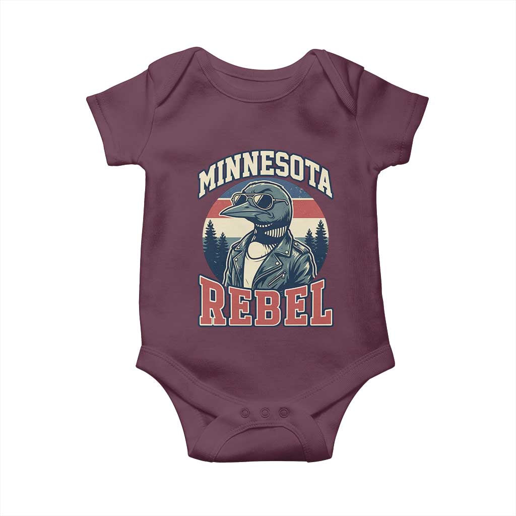 Minnesota Rebel Grumpy Loon Baby Onesie Retro Vintage Politcal Resistance TS02 Maroon Print Your Wear