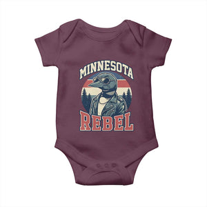 Minnesota Rebel Grumpy Loon Baby Onesie Retro Vintage Politcal Resistance TS02 Maroon Print Your Wear