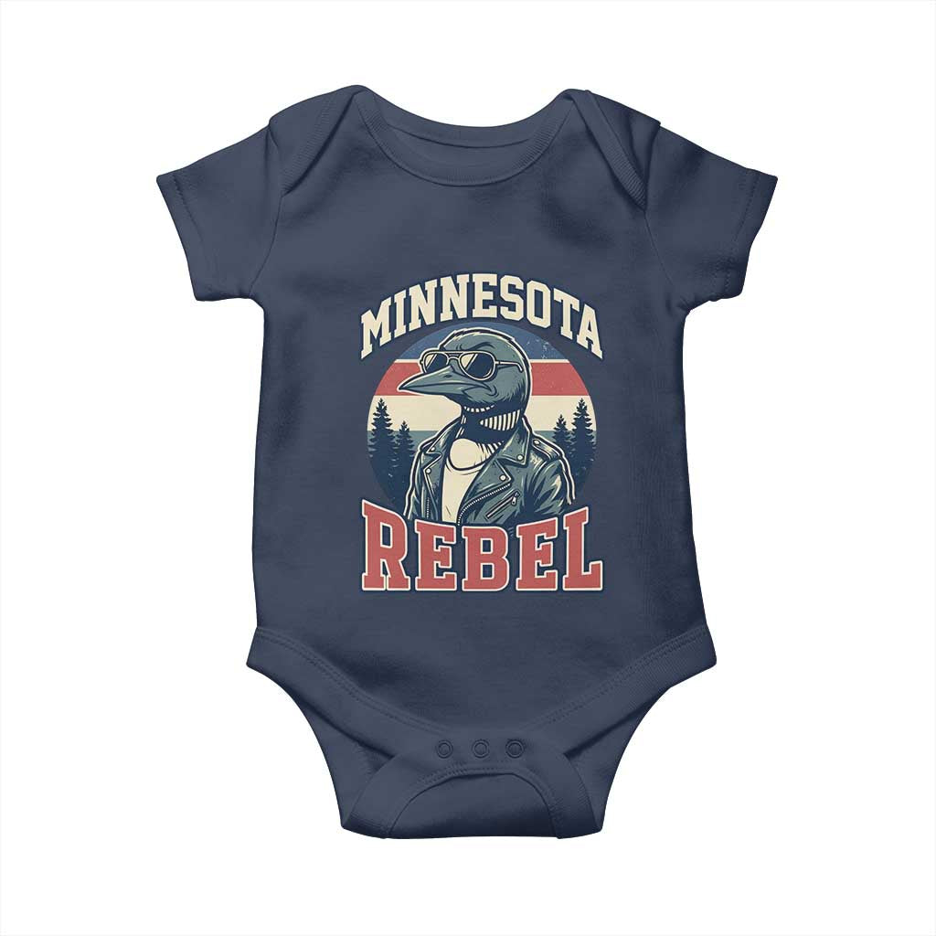 Minnesota Rebel Grumpy Loon Baby Onesie Retro Vintage Politcal Resistance TS02 Navy Print Your Wear