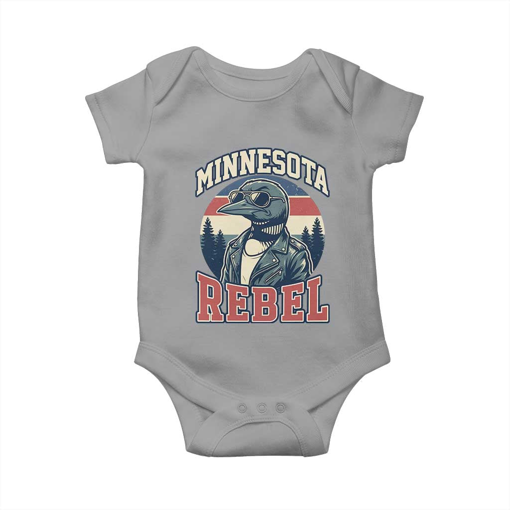 Minnesota Rebel Grumpy Loon Baby Onesie Retro Vintage Politcal Resistance TS02 Sport Gray Print Your Wear