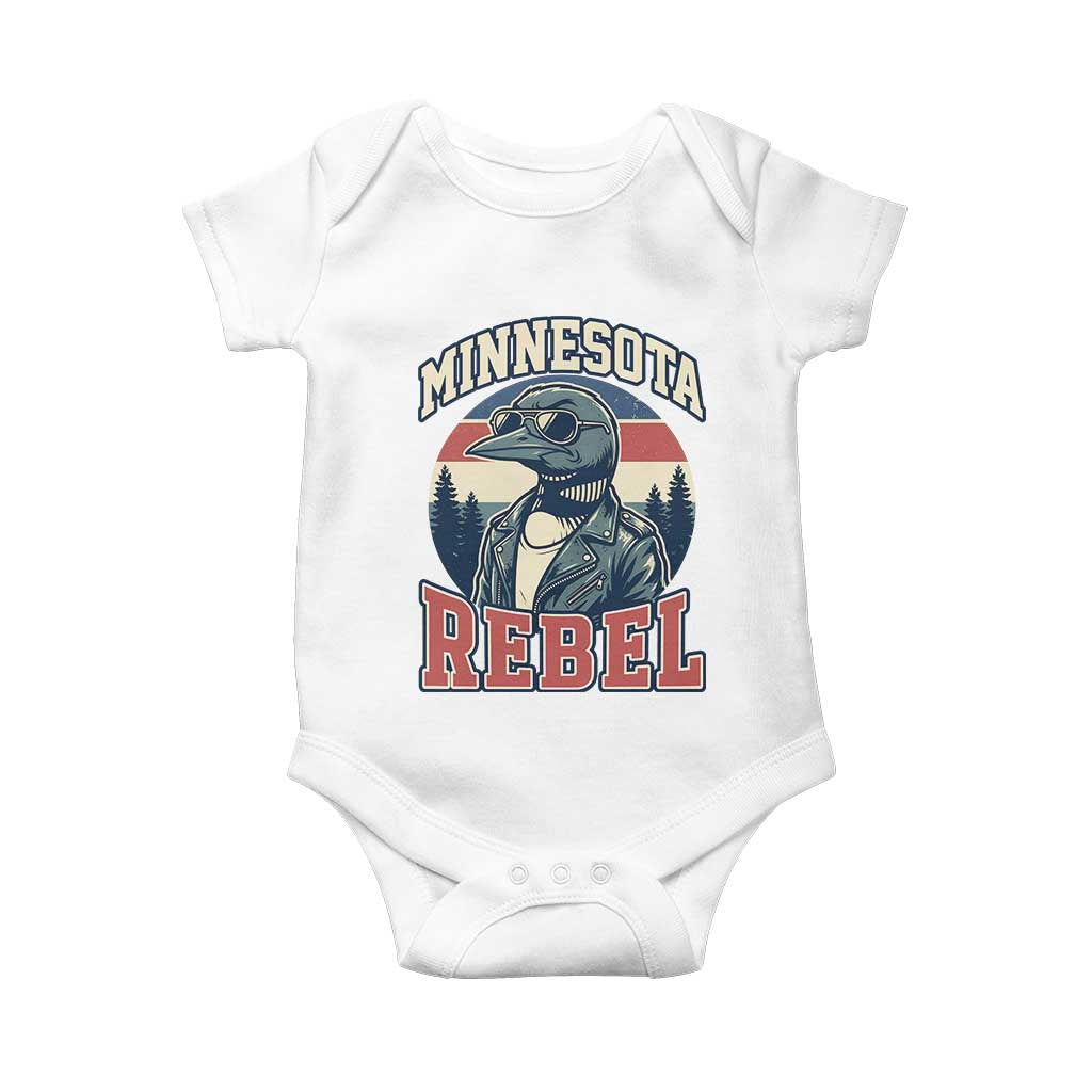 Minnesota Rebel Grumpy Loon Baby Onesie Retro Vintage Politcal Resistance TS02 White Print Your Wear