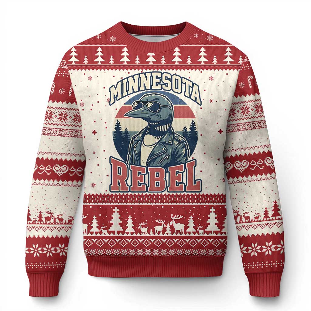 Minnesota Rebel Grumpy Loon Ugly Christmas Sweater Retro Vintage Politcal Resistance TS02 Beige Red Print Your Wear