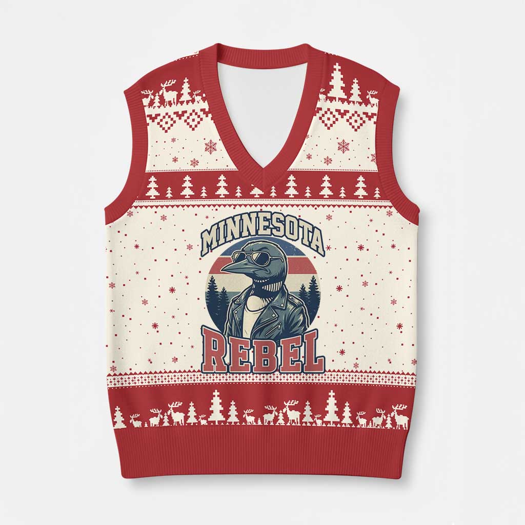 Minnesota Rebel Grumpy Loon V-Neck Knit Sweater Vest Retro Vintage Politcal Resistance TS02 Beige Red Print Your Wear