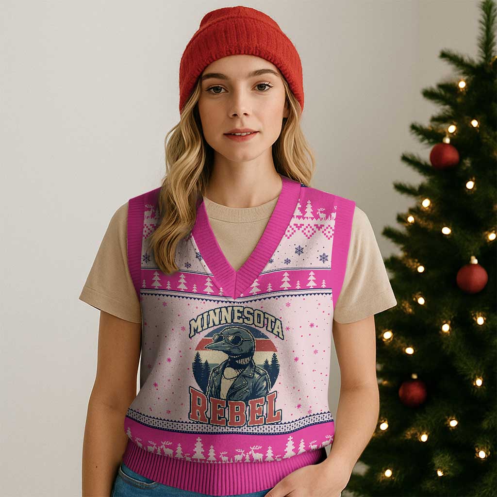 Minnesota Rebel Grumpy Loon V-Neck Knit Sweater Vest Retro Vintage Politcal Resistance TS02 Hot Pink Print Your Wear