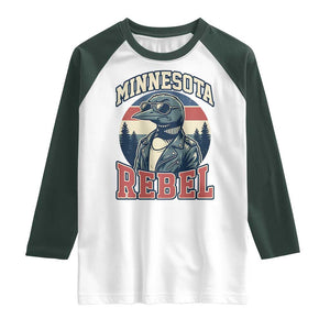 Minnesota Rebel Grumpy Loon Raglan Shirt Retro Vintage Politcal Resistance TS02 White Dark Forest Green Print Your Wear
