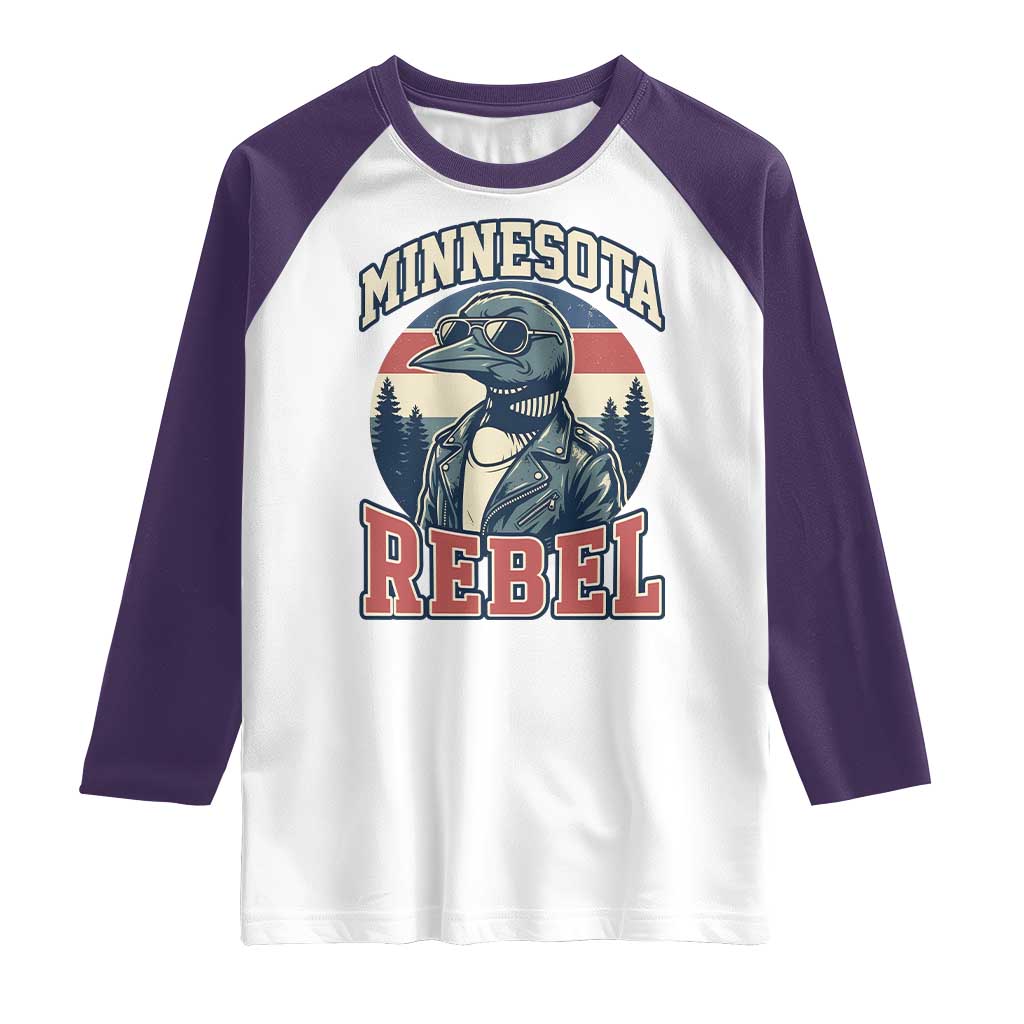 Minnesota Rebel Grumpy Loon Raglan Shirt Retro Vintage Politcal Resistance TS02 White Purple Print Your Wear