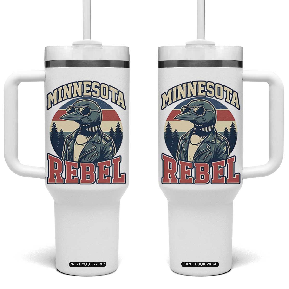 Minnesota Rebel Grumpy Loon Tumbler With Handle Retro Vintage Politcal Resistance TS02 One Size: 40 oz White Print Your Wear