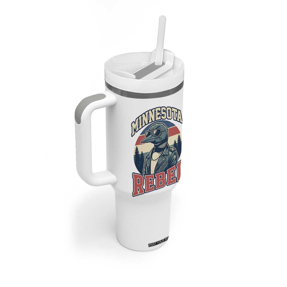 Minnesota Rebel Grumpy Loon Tumbler With Handle Retro Vintage Politcal Resistance TS02 Print Your Wear