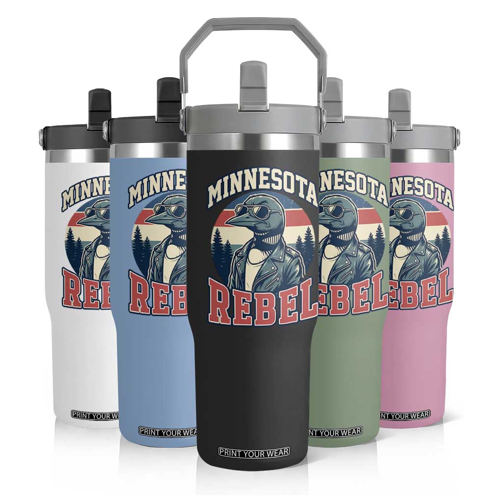 Minnesota Rebel Grumpy Loon Flip Straw Tumbler Retro Vintage Politcal Resistance TS02 Print Your Wear