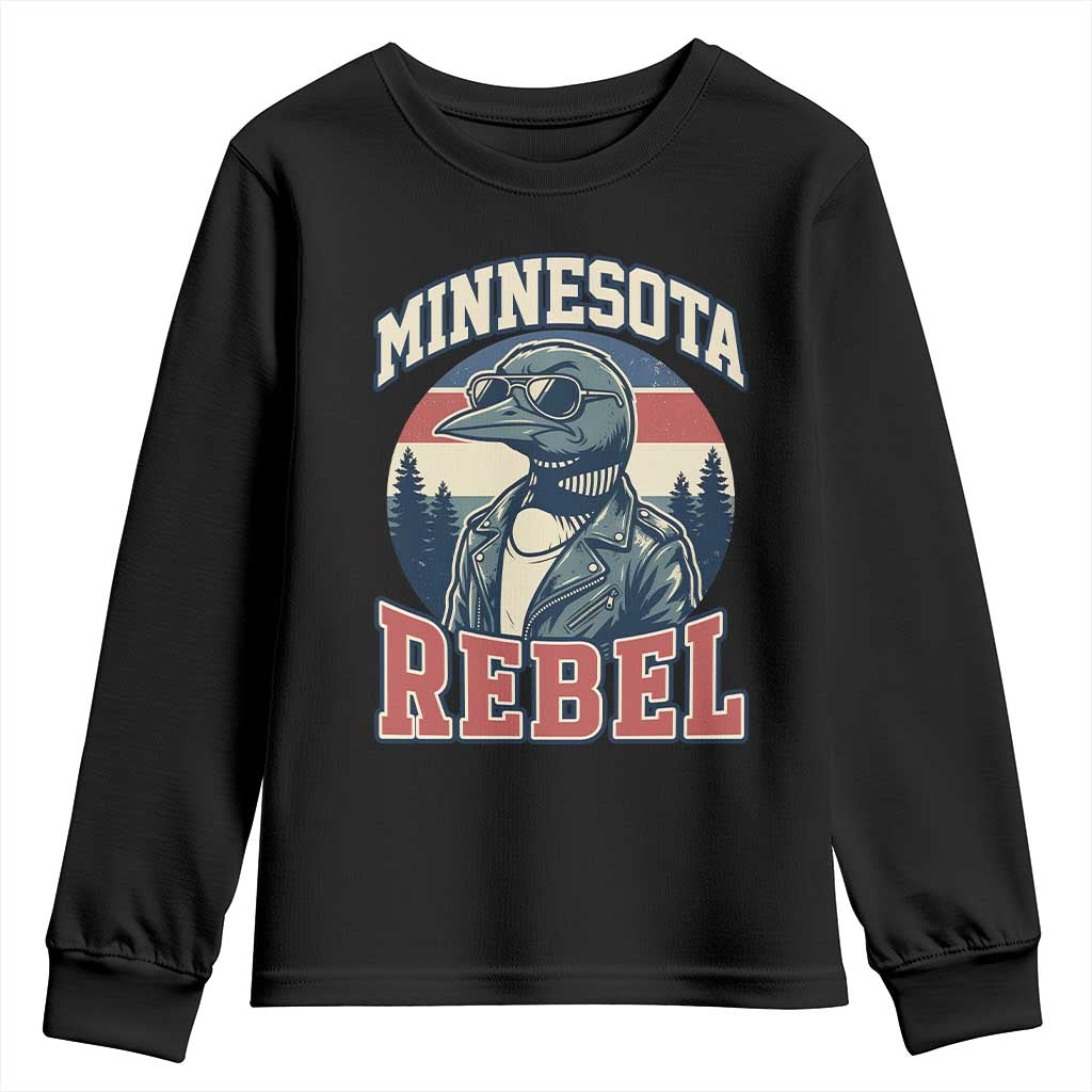 Minnesota Rebel Grumpy Loon Youth Sweatshirt Retro Vintage Politcal Resistance TS02 Black Print Your Wear