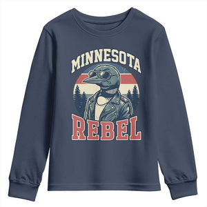 Minnesota Rebel Grumpy Loon Youth Sweatshirt Retro Vintage Politcal Resistance TS02 Navy Print Your Wear