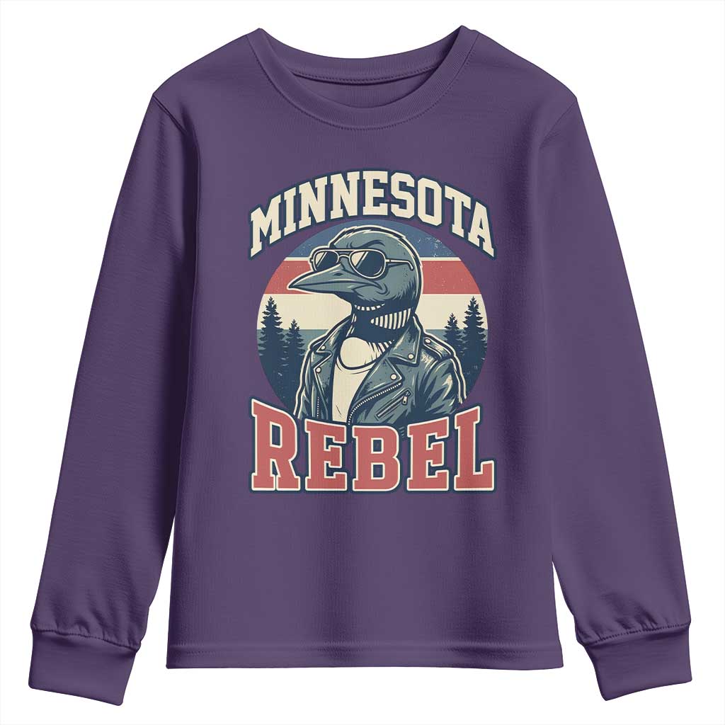 Minnesota Rebel Grumpy Loon Youth Sweatshirt Retro Vintage Politcal Resistance TS02 Purple Print Your Wear