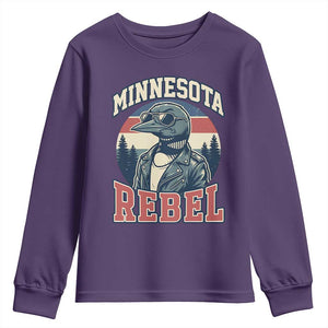 Minnesota Rebel Grumpy Loon Youth Sweatshirt Retro Vintage Politcal Resistance TS02 Purple Print Your Wear