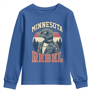 Minnesota Rebel Grumpy Loon Youth Sweatshirt Retro Vintage Politcal Resistance TS02 Royal Blue Print Your Wear