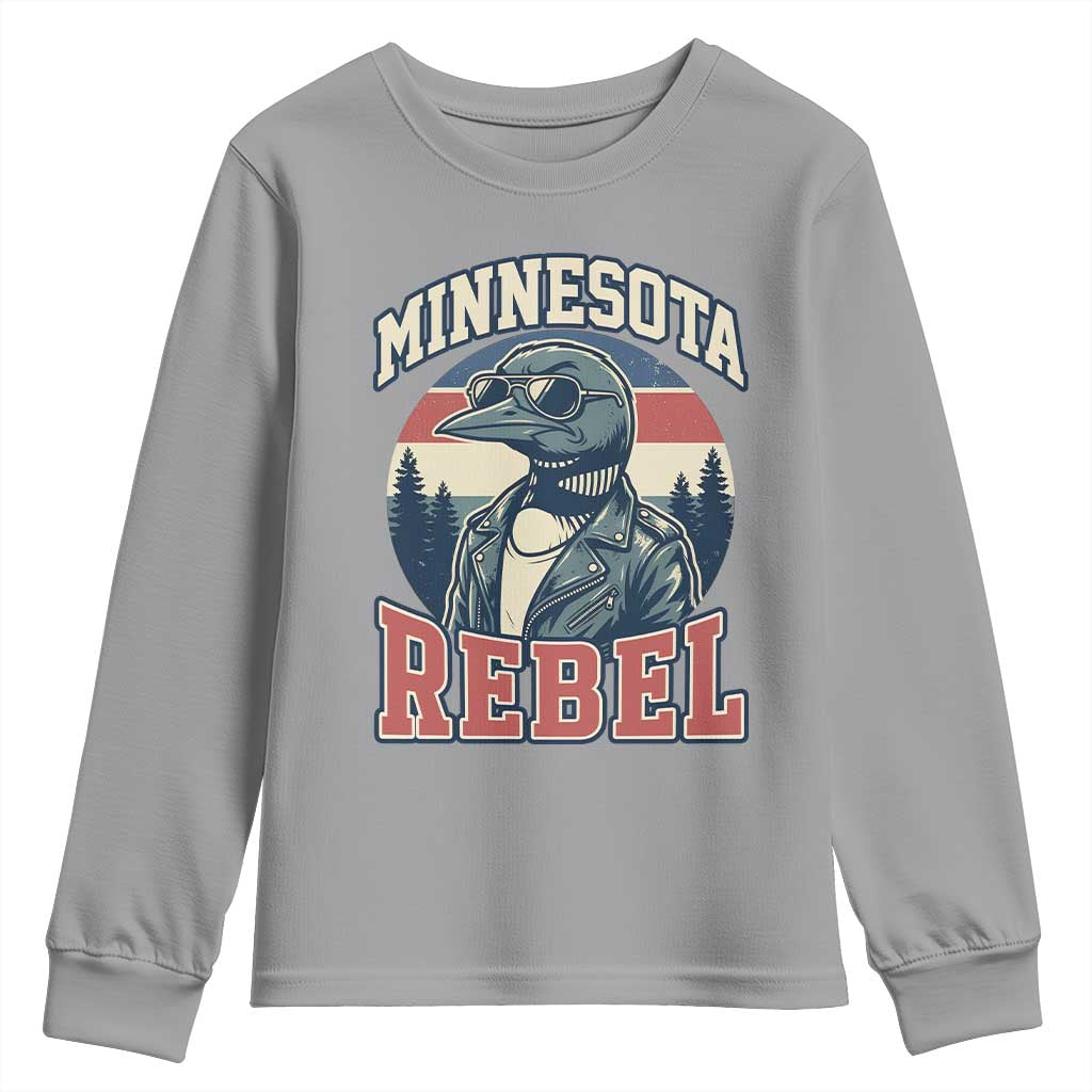 Minnesota Rebel Grumpy Loon Youth Sweatshirt Retro Vintage Politcal Resistance TS02 Sport Gray Print Your Wear