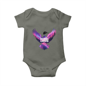 Rebel Loon Aurora Northern Lights Baby Onesie Minnesota Night Sky Politcal Resistance TS02 Military Green Print Your Wear