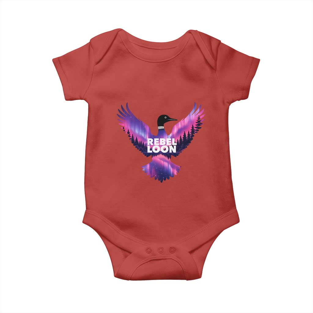 Rebel Loon Aurora Northern Lights Baby Onesie Minnesota Night Sky Politcal Resistance TS02 Red Print Your Wear