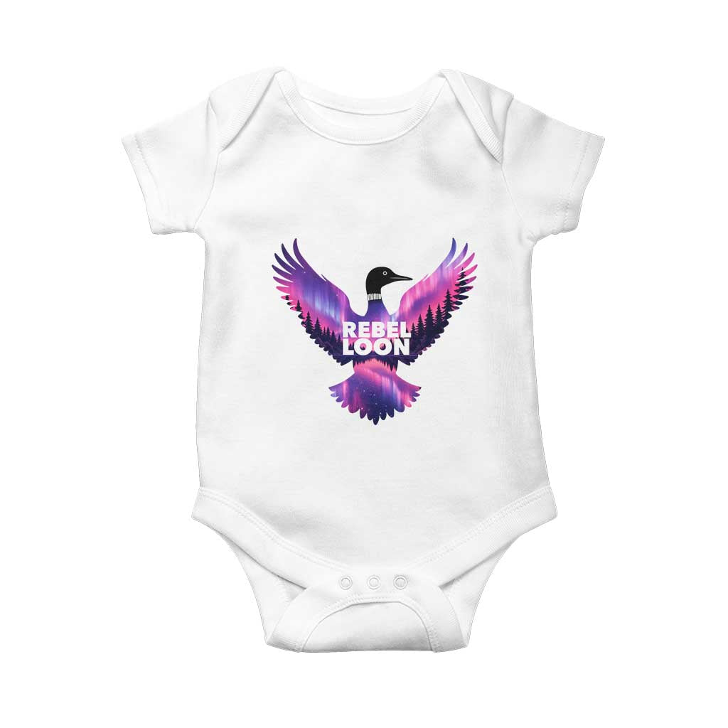 Rebel Loon Aurora Northern Lights Baby Onesie Minnesota Night Sky Politcal Resistance TS02 White Print Your Wear