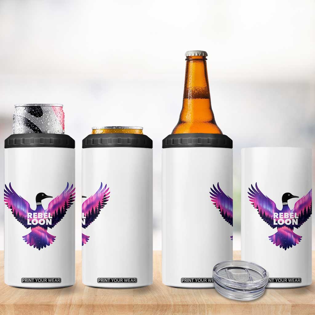 Rebel Loon Aurora Northern Lights 4 in 1 Can Cooler Tumbler Minnesota Night Sky Politcal Resistance TS02 Print Your Wear