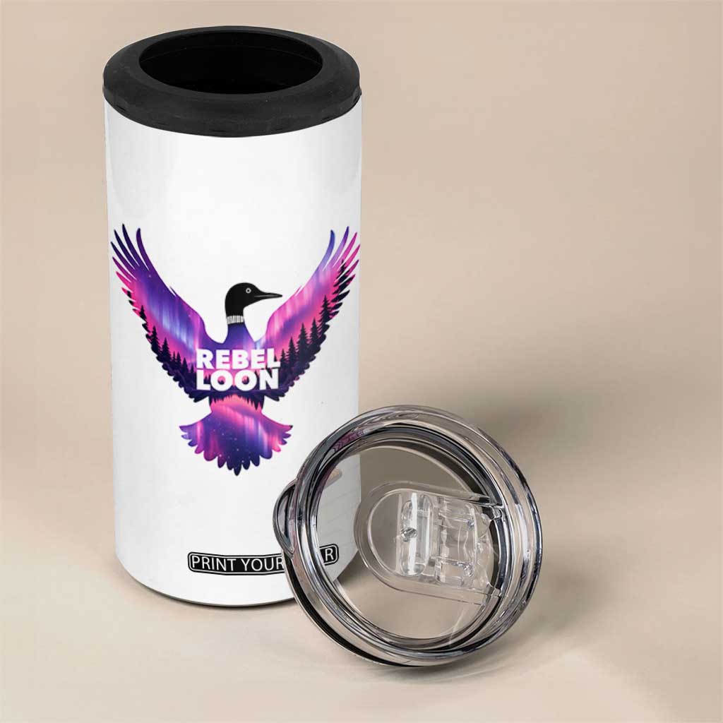 Rebel Loon Aurora Northern Lights 4 in 1 Can Cooler Tumbler Minnesota Night Sky Politcal Resistance TS02 Print Your Wear