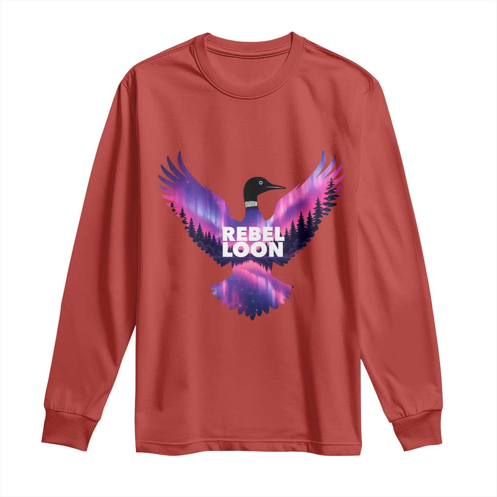 Rebel Loon Aurora Northern Lights Long Sleeve Shirt Minnesota Night Sky Politcal Resistance TS02 Red Print Your Wear