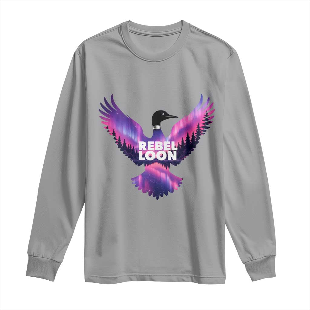 Rebel Loon Aurora Northern Lights Long Sleeve Shirt Minnesota Night Sky Politcal Resistance TS02 Sport Gray Print Your Wear