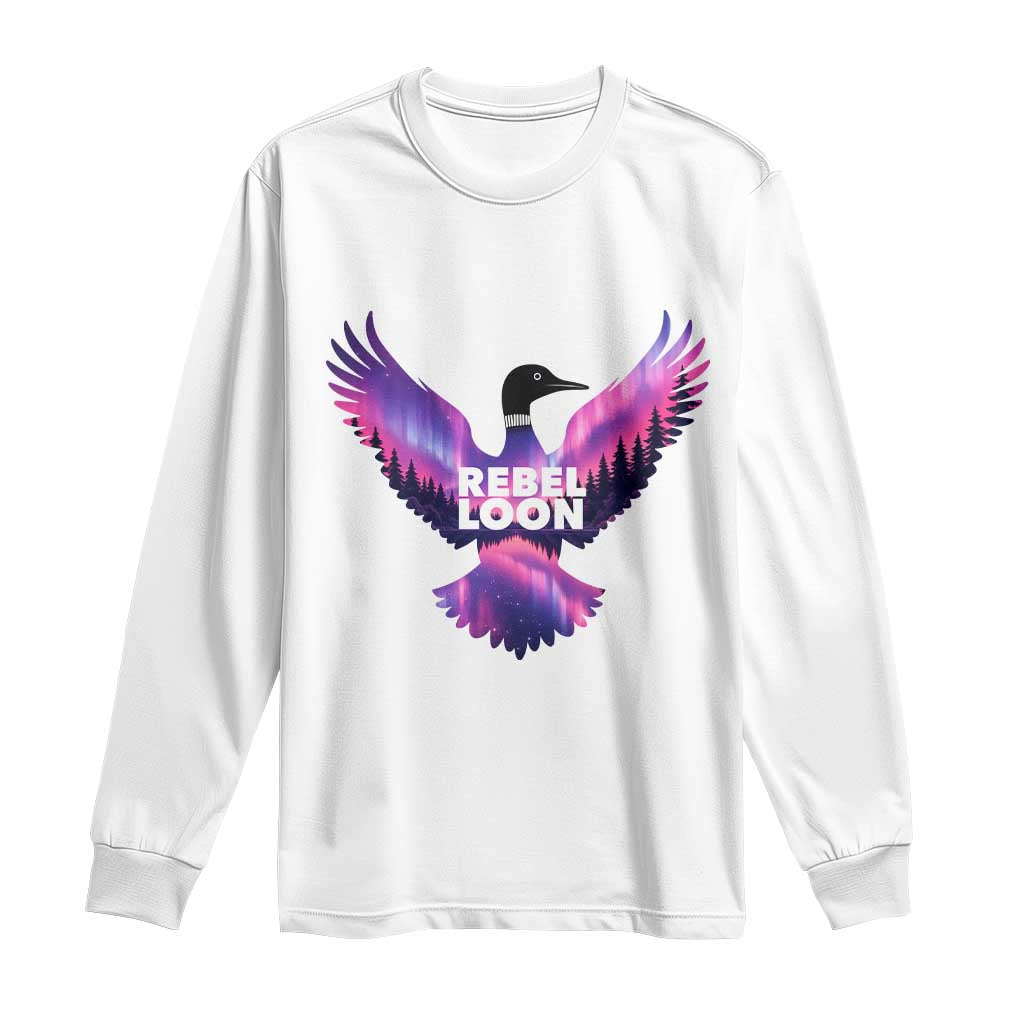 Rebel Loon Aurora Northern Lights Long Sleeve Shirt Minnesota Night Sky Politcal Resistance TS02 White Print Your Wear