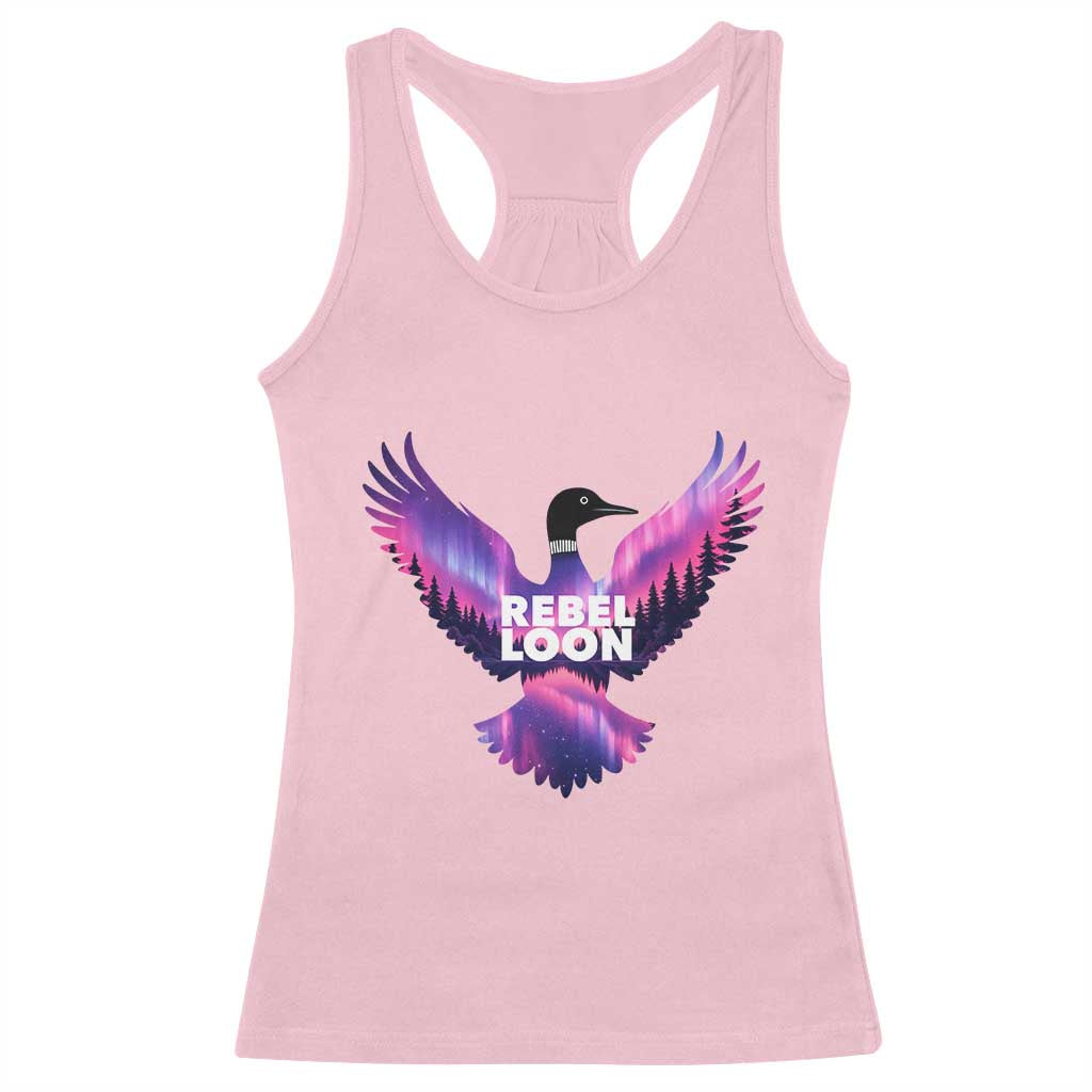 Rebel Loon Aurora Northern Lights Racerback Tank Top Minnesota Night Sky Politcal Resistance TS02 Light Pink Print Your Wear