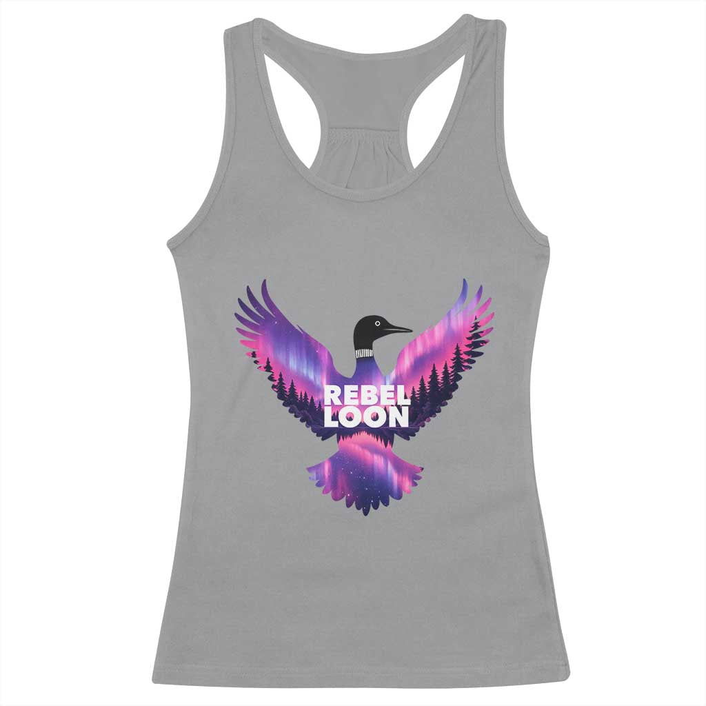 Rebel Loon Aurora Northern Lights Racerback Tank Top Minnesota Night Sky Politcal Resistance TS02 Sport Gray Print Your Wear