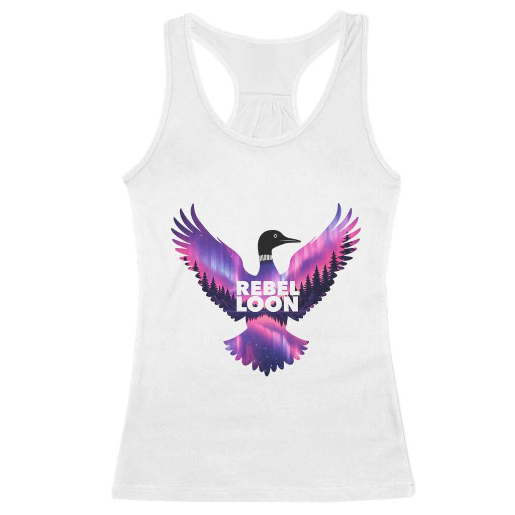 Rebel Loon Aurora Northern Lights Racerback Tank Top Minnesota Night Sky Politcal Resistance TS02 White Print Your Wear