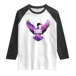 Rebel Loon Aurora Northern Lights Raglan Shirt Minnesota Night Sky Politcal Resistance TS02 White Black Print Your Wear