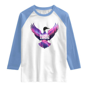 Rebel Loon Aurora Northern Lights Raglan Shirt Minnesota Night Sky Politcal Resistance TS02 White Carolina Blue Print Your Wear