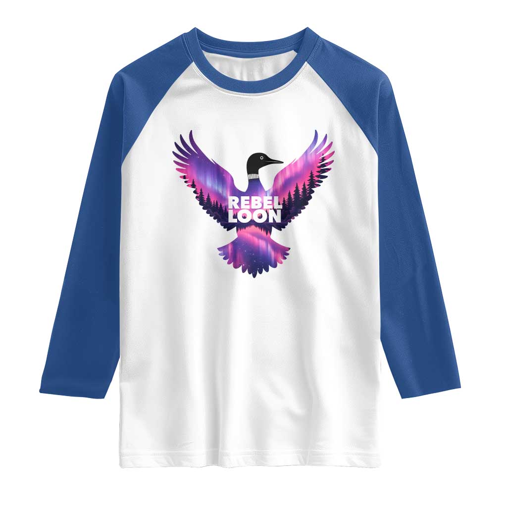Rebel Loon Aurora Northern Lights Raglan Shirt Minnesota Night Sky Politcal Resistance TS02 White Royal Print Your Wear
