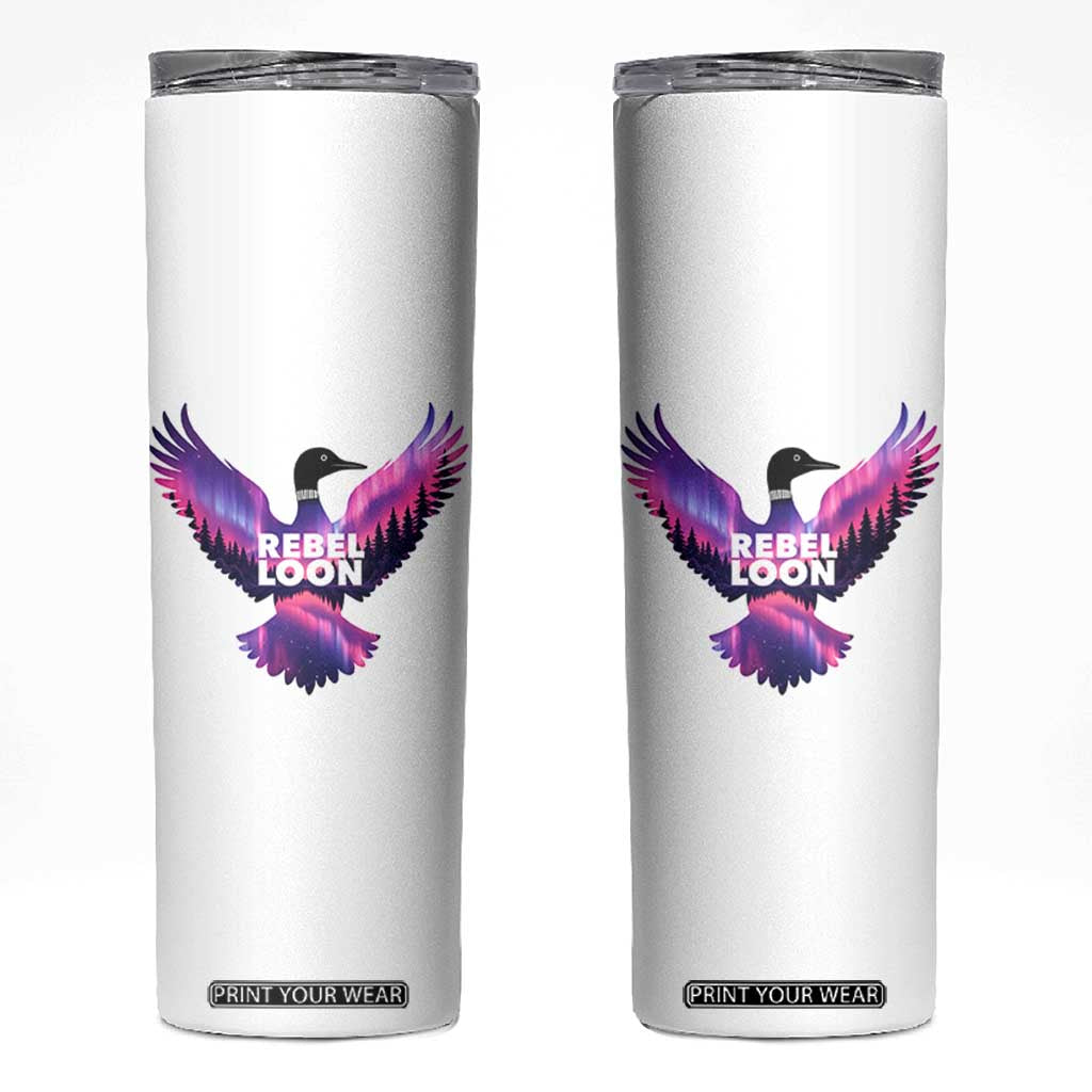 Rebel Loon Aurora Northern Lights Skinny Tumbler Minnesota Night Sky Politcal Resistance TS02 White Print Your Wear