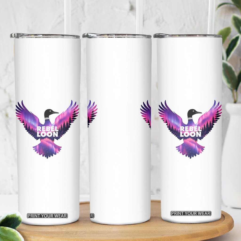 Rebel Loon Aurora Northern Lights Skinny Tumbler Minnesota Night Sky Politcal Resistance TS02 Print Your Wear