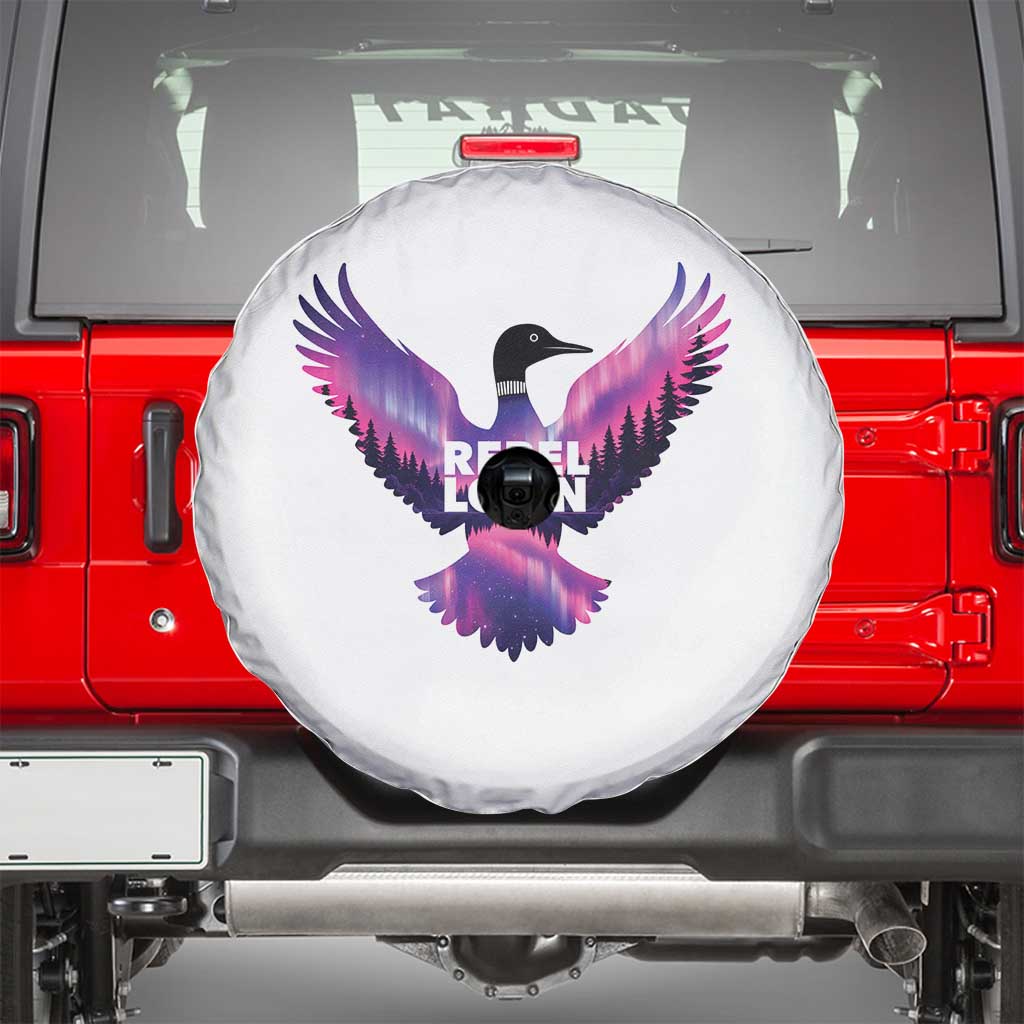 Rebel Loon Aurora Northern Lights Spare Tire Cover Minnesota Night Sky Politcal Resistance TS02 White Print Your Wear