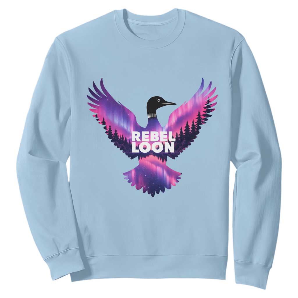 Rebel Loon Aurora Northern Lights Sweatshirt Minnesota Night Sky Politcal Resistance TS02 Light Blue Print Your Wear