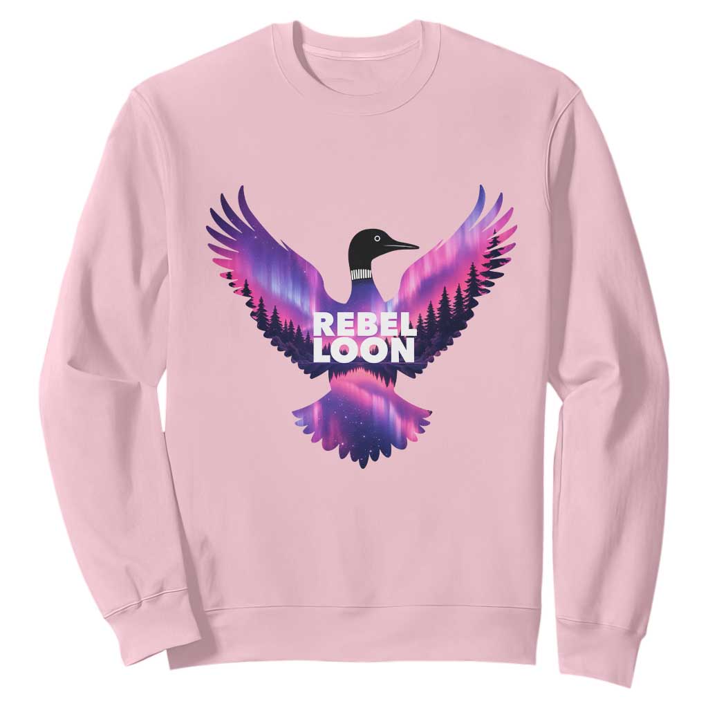 Rebel Loon Aurora Northern Lights Sweatshirt Minnesota Night Sky Politcal Resistance TS02 Light Pink Print Your Wear