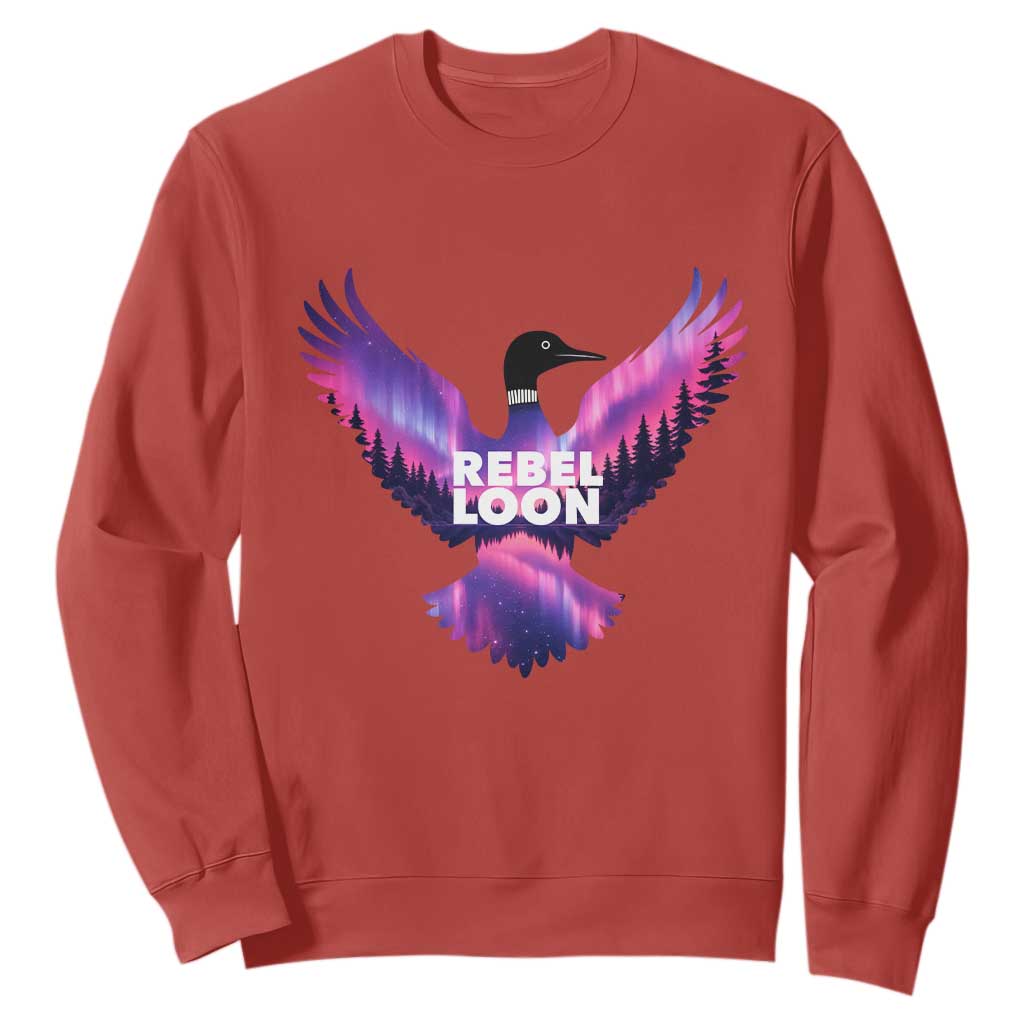 Rebel Loon Aurora Northern Lights Sweatshirt Minnesota Night Sky Politcal Resistance TS02 Red Print Your Wear