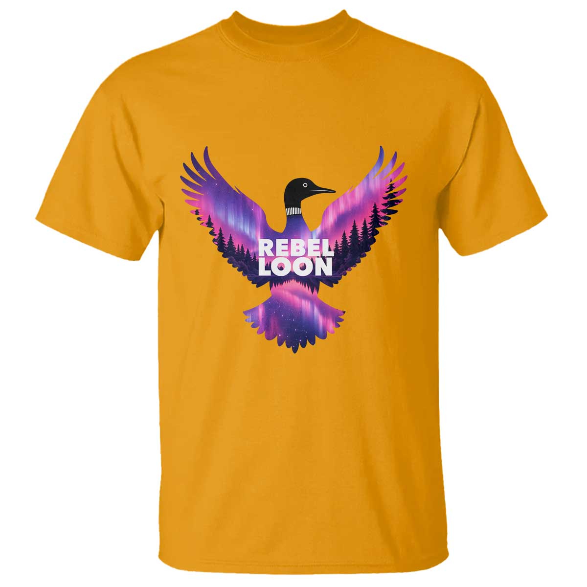 Rebel Loon Aurora Northern Lights T Shirt Minnesota Night Sky Politcal Resistance TS02 Gold Print Your Wear