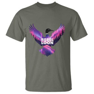 Rebel Loon Aurora Northern Lights T Shirt Minnesota Night Sky Politcal Resistance TS02 Military Green Print Your Wear