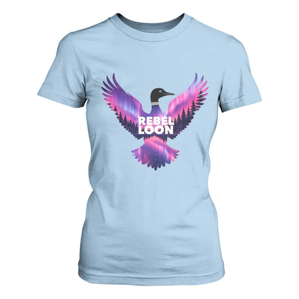 Rebel Loon Aurora Northern Lights T Shirt For Women Minnesota Night Sky Politcal Resistance TS02 Light Blue Print Your Wear