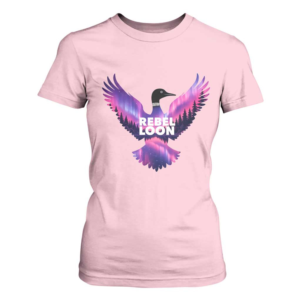 Rebel Loon Aurora Northern Lights T Shirt For Women Minnesota Night Sky Politcal Resistance TS02 Light Pink Print Your Wear