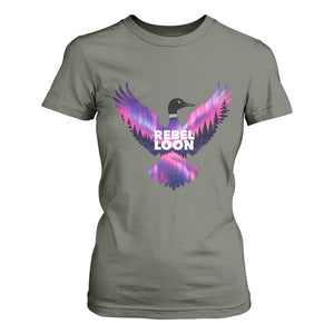Rebel Loon Aurora Northern Lights T Shirt For Women Minnesota Night Sky Politcal Resistance TS02 Military Green Print Your Wear