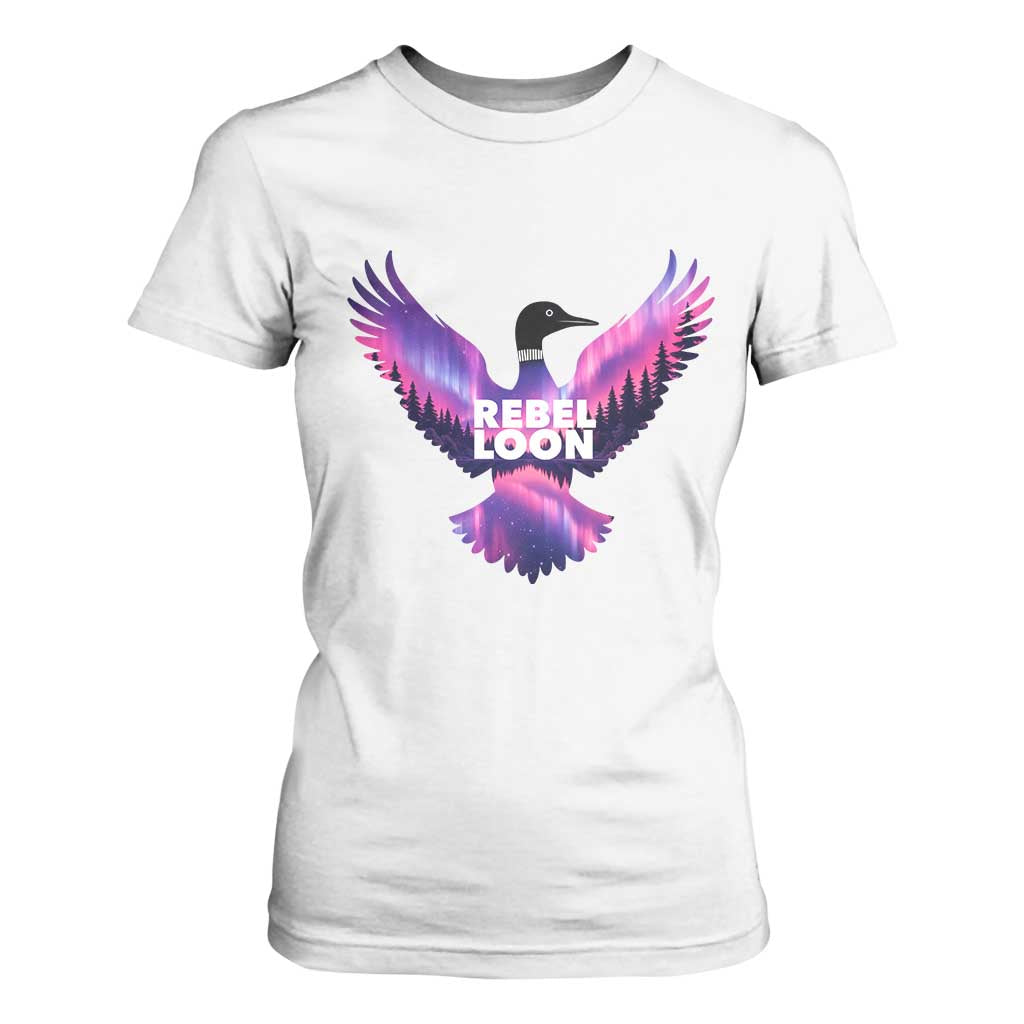Rebel Loon Aurora Northern Lights T Shirt For Women Minnesota Night Sky Politcal Resistance TS02 White Print Your Wear