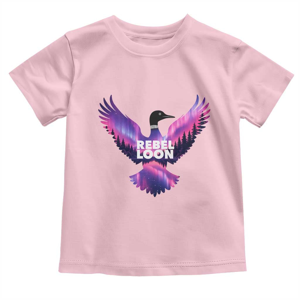 Rebel Loon Aurora Northern Lights Toddler T Shirt Minnesota Night Sky Politcal Resistance TS02 Light Pink Print Your Wear