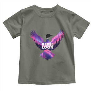 Rebel Loon Aurora Northern Lights Toddler T Shirt Minnesota Night Sky Politcal Resistance TS02 Military Green Print Your Wear