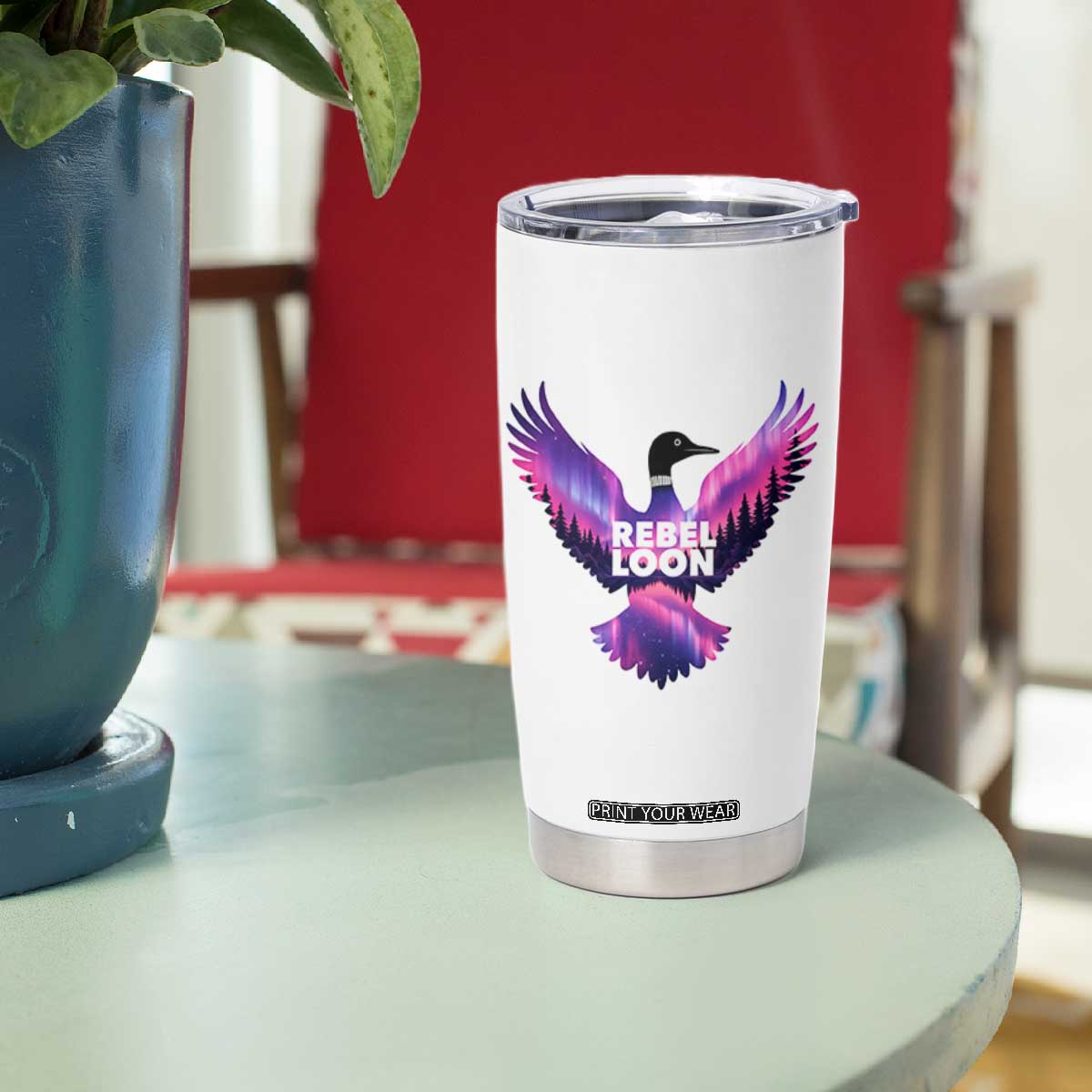 Rebel Loon Aurora Northern Lights Tumbler Cup Minnesota Night Sky Politcal Resistance TS02 Print Your Wear