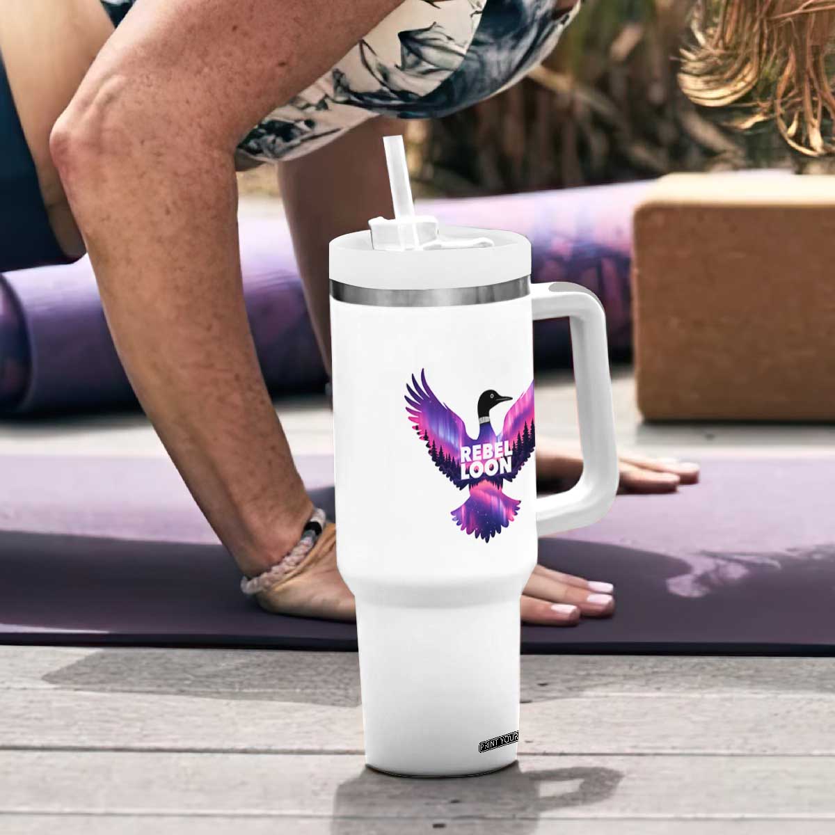Rebel Loon Aurora Northern Lights Tumbler With Handle Minnesota Night Sky Politcal Resistance TS02 Print Your Wear