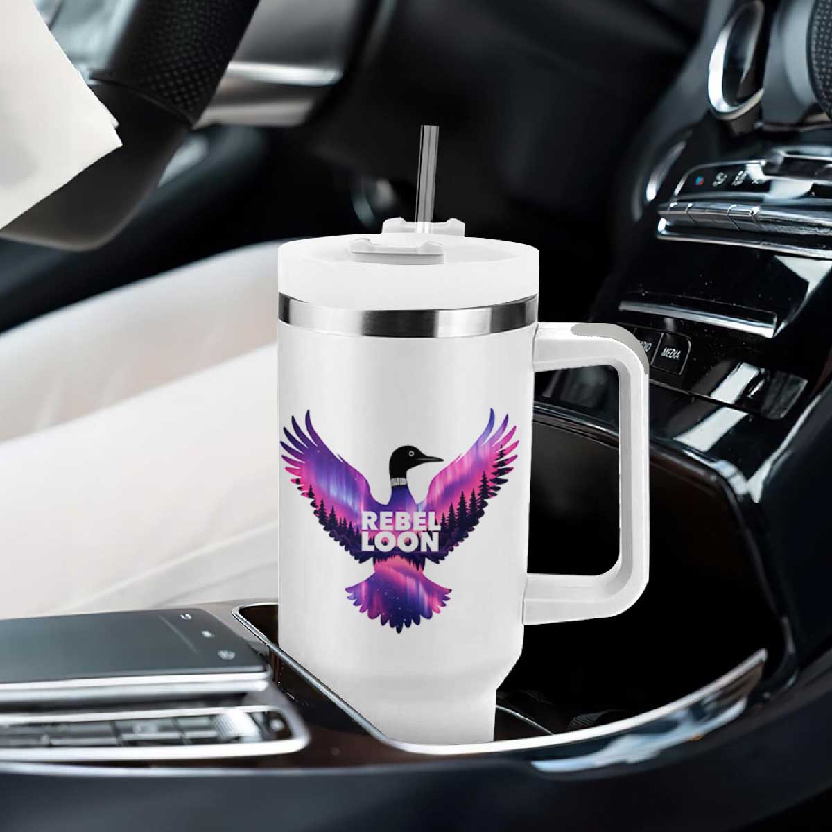 Rebel Loon Aurora Northern Lights Tumbler With Handle Minnesota Night Sky Politcal Resistance TS02 Print Your Wear
